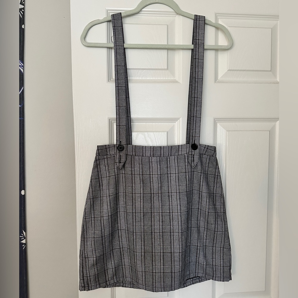 Plaid Mini Skirt Overalls